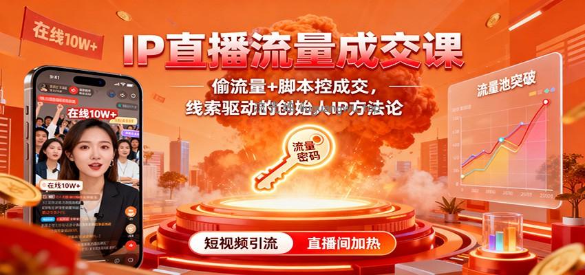 IP直播流量成交课：偷流量+脚本控成交，线索驱动的创始人IP方法论