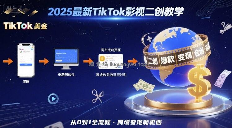 2025年最新TikTok影视二创教学，从注册到发布撸美金全流程，跨境变现新机遇