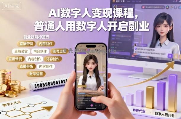 AI数字人变现课程，普通人用数字人开启副业