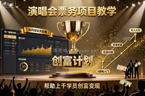 演唱会票务项目教学,业内培训天花板,帮助上千学员创富变现(更新)