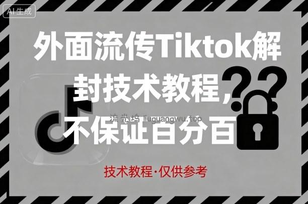 外面流传Tiktok解封技术教程，不保证百分百，具体自测
