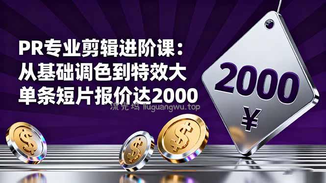 PR专业剪辑进阶课：从基础调色到特效大片的进阶技能，单条短片报价达2000