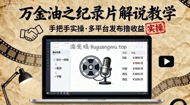 万金油之纪录片解说教学,手把手教你,完全实操,多平台发布撸收益