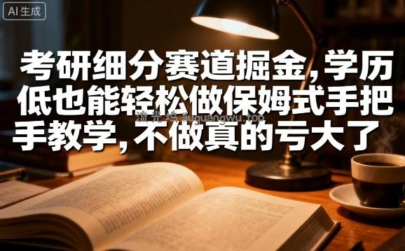 考研细分赛道掘金，日入1k+，学历低也能轻松做保姆式手把手教学，不做真的亏大了【揭秘】