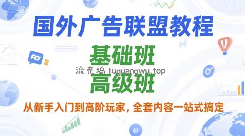 国外广告联盟教程，基础班和高级班，从新手入门到高阶玩家，全套内容一站式搞定