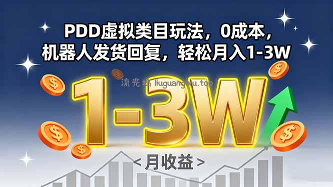 PDD虚拟类目玩法，0成本，机器人发货回复，轻松月入1-3W