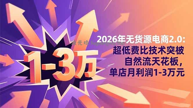 2026年无货源电商2.0：超低费比技术突破自然流天花板，单店月利润1-3万元
