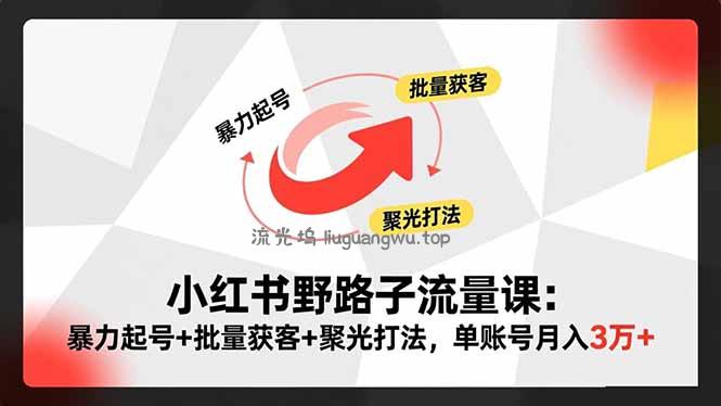 小红书野路子流量课：暴力起号+批量获客+聚光打法，单账号月入3万+
